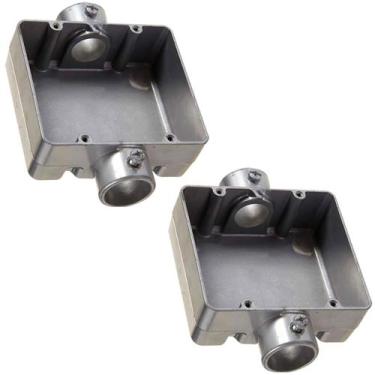 Imagem de 2 Condulete Duplo 1 Polegada Tipo C Sieg Alumínio Sem Rosca Prateado