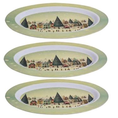 Imagem de Conjunto 3 Travessas Oval Natalina Em Melamina 35x25cm (Vila natalina)
