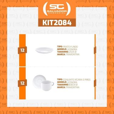 Imagem de Jogo Pratos Fundos e Xícaras Porcelana Tramontina 24 Peças