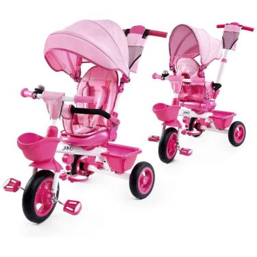Imagem de Triciclo Infantil para Passeio com Assento Ajustável 6 Estágios, Idade Recomendada 1 a 6 Anos, BOOWAY, Rosa