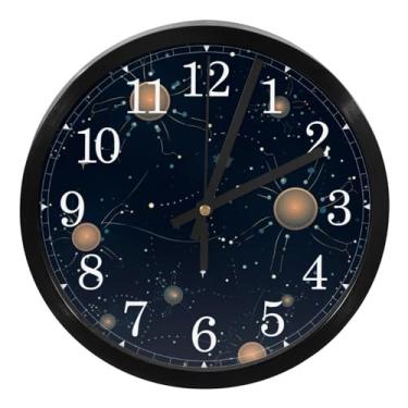 Imagem de LILINWAN Relógio de parede 24 cm sem tique-taque silencioso operado por bateria relógio de parede redondo moderno estilo simples decoração relógio para escritório/escola/quarto/sala de estar