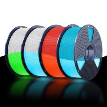 Imagem de SUNLU Pacote de filamentos PETG que brilha no escuro, filamento luminoso para impressora 3D PETG 1,75 mm, precisão dimensional +/- 0,02 mm, 4 kg no total, 1 kg por carretel, (branco, azul brilhante