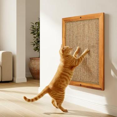 Imagem de Poste para arranhar gatos, arranhador moderno para gatos, arranhador grande para gatos, arranhador de sisal, arranhador de madeira, brinquedos para gatos, móveis de parede para gatos