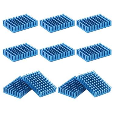 Imagem de Dissipador de calor azul radiador de alumínio resfriador Unxuey 3,8 x 3,8 x 0,79 cm Cooling Fin Alumínio Memory Chip Conjunto de 10 peças