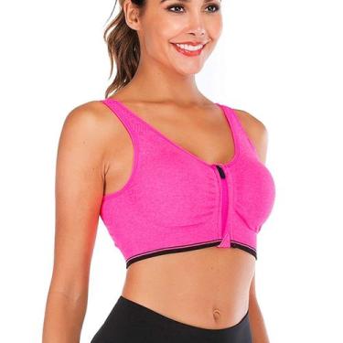 Imagem de Sutiã esportivo FLORATA com zíper frontal, sem costura, vermelho, femi