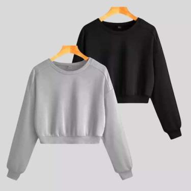 Imagem de Cropped Moletom Feminino -liso Sem Capuz  Conforto e Estilo Diário - T