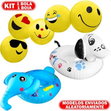 Imagem de Bola de Emoji Boia Infantil de Animal Kit Praia Piscina - Winmax