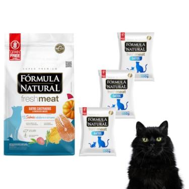 Imagem de Kit Com 3 Rações Fórmula Natural Fresh Meat Para Gatos Castrados Salmão Pacotes Premium de 500g Cada