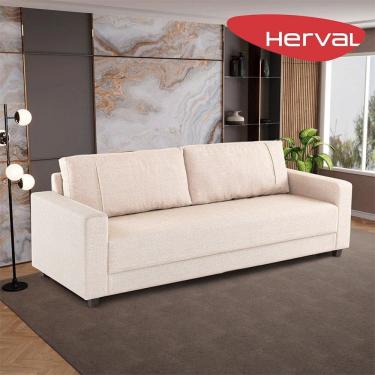 Imagem de Sofá 4 Lugares Herval Clean Linho Bege, 230 cm