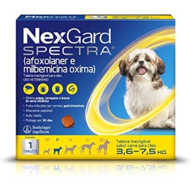 Imagem de NexGard Spectra 3,6 7,5kg Antipulgas, Carrapatos e Vermífugo para cães