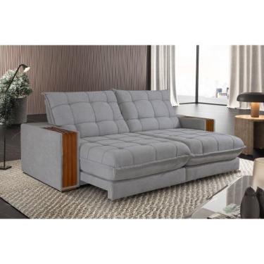Imagem de Sofá Retrátil Berlim 2,10M 3 Lugares Molas Ensacadas TXR, Prata