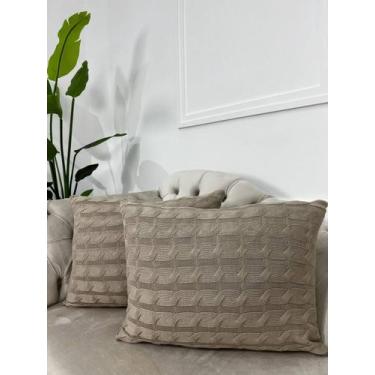Imagem de Capa De Almofada Decorativa Tricot 60x40 Sofa Cama - Calu Tricot, Bege