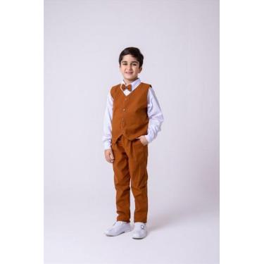 Imagem de Conjunto Social Infantil Miss Cherry com Colete Caramelo e Acessórios,