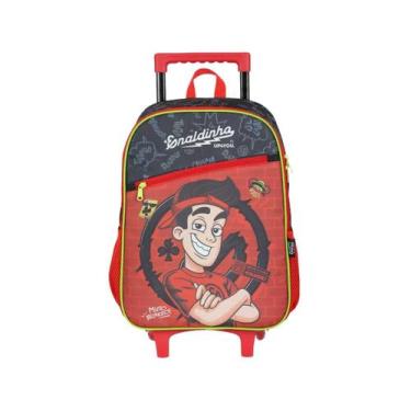 Imagem de Mochila Enaldinho Rodinhas YouTuber Meninos Juvenil Escolar, Vermelho
