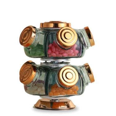 Imagem de 【Cozena】Baleiro Giratório de Vidro Duplo - Prático, Bonito e Cheio de Nostalgia (Cobre)