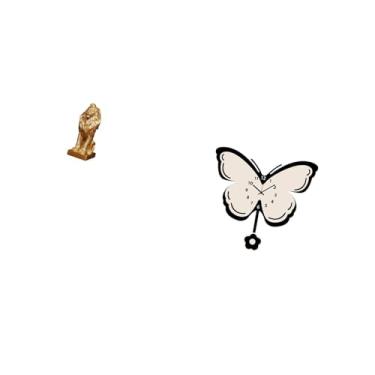 Imagem de Fenteer Estatueta de Arte de Majestoso E Relógio de Parede de Borboleta Elegante, Colecionável Decorativo para Escritório, Casa, Estante, Sala de Jantar,