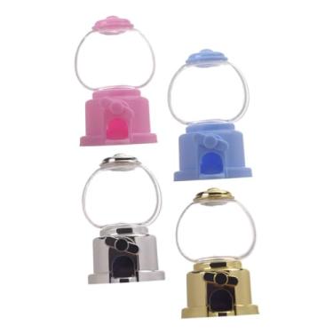 Imagem de 4 peças, dispensador manual de doces, máquina de chiclete, suporte de plástico fofo, lembrancinha de festa, recipiente compacto de doces para decoração de bolos e reuniões