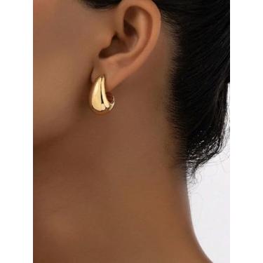 Imagem de 1 par de brincos de gota d'água banhados a ouro/prata para mulheres, joias modernas de festa, one size, Liga de aço, Sem pedra preciosa