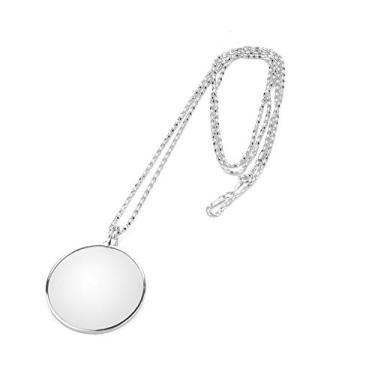 Imagem de Colar de lupa 5X, lente de vidro óptico de 4,6 cm, corrente de liga de zinco de 45,7 cm, pingente de lupa para leitura, artesanato, joias, bordado (prata)