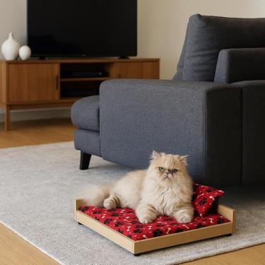 Imagem de Caminha Pet Luxo Conforto para Cachorros e Gatos Estrutura MDF Tecido 