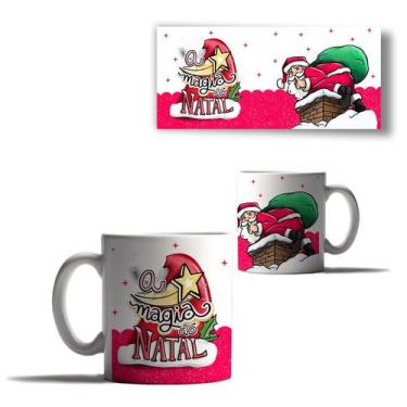Imagem de Caneca Porcelana A Magia do Natal Mensagem Papai Noel Frase - Enjoy Sh