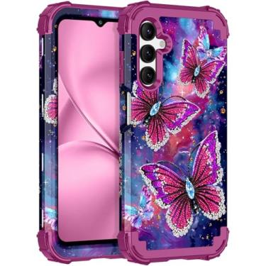 Imagem de LONTECT Capa para Galaxy A15 que brilha no escuro, três camadas, resistente, à prova de choque, policarbonato rígido + capa protetora de corpo inteiro resistente de silicone macio para mulheres e