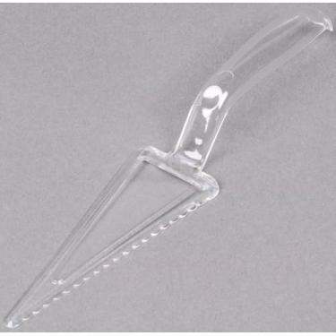 Imagem de Servidores de bolo e tortas de plástico descartáveis de 25,4 cm, espátula resistente para servir, cortar e fatiar pizza, pastelaria e sobremesas (transparente, pacote com 18)