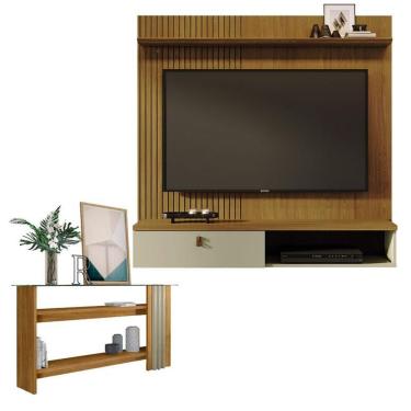 Imagem de Estante Home Theater Suspenso íris Com Aparador Frizz Cumaru Opala - Madetec