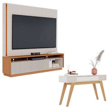 Imagem de Estante Home Theater Jordão Off White Freijó Com Aparador Para Sala Riviera Off White -...