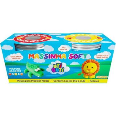 Imagem de Massa de modelar Soft Uti Guti com 2 potes de 140g cada, amarela e ver