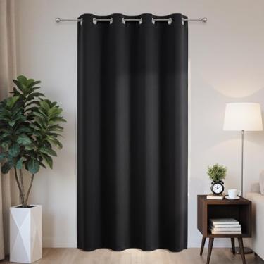 Imagem de Joydeco Cortinas blackout para portas deslizantes para pátio 213 cm de comprimento, cortinas divisórias de quarto com ilhós, cortinas blackout térmicas extra largas para quarto e sala de estar (preta