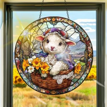 Imagem de Acrílico colorido, apanhadores de sol, decoração de janela pendurada de ovelhas, arte de parede de arco-íris, para sala de estar, quarto, varanda, interior e exterior, jardim, enfeites de Natal 19 x