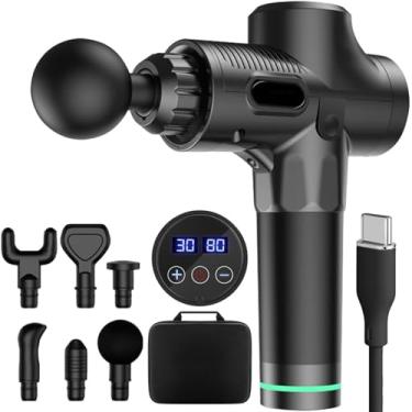 Imagem de Massageador Eletrico, Pistola Massageadora Profissional, Massageador Muscular Corporal Portatil, Pistola de Massagem para Alívio da Dor, Relaxamento, Liberação Miofascial, 6 Ponteiras e 30 Velocidades