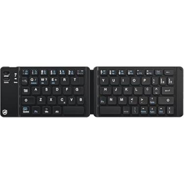 Imagem de Mini Teclado Dobrável Bluetooth Sem Fio ABNT2 para Celular, Tablet e PC, Recarregável, Portátil, Ultra Compacto, Armor 30x8,5cm (Preto)