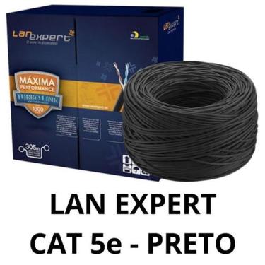Imagem de Cabo Rede Cat5e Lan Expert UTP Preto 100% Cobre 305m UV