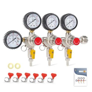 Imagem de Imaictuu Regulador de CO2 de saída tripla para Kegerator CGA-320 Kegerator Regulador de barril de cerveja de CO2 com pressão de funcionamento de 0-60PSI, regulador de tanque de CO2 para Kegerator de