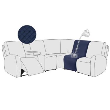 Imagem de Capa de sofá reclinável secional ALIECOM impermeável azul marinho
