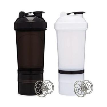 Imagem de Shaker Mixer Thermos 450 ml com 2 recipientes de proteína azul - Light