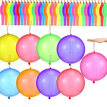 Imagem de Chivao 200 Pcs Punch Balloons Bulk Prizes for Kids Assorted Color Punching Balloon with Rubber Band Handle Party Favors for Birthday Party Wedding