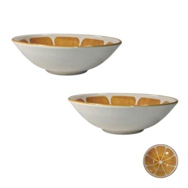 Imagem de Kit de Tigelas Bowls Cumbuca Café Da Manhã Salada De Frutas Cereal Sorvete Bolo Sobremesa Sopa (Laranja)