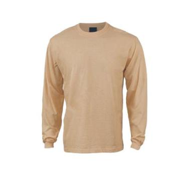 Imagem de Camisa polo de manga comprida 100% algodão unissex bege tamanho GG - L