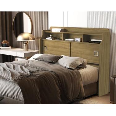 Imagem de Cabeceira Box Casal 1,40 Jessica Com Prateleira Nicho e Porta de Corre