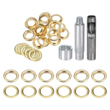 Imagem de HARFINGTON Kit de ferramentas de ilhós, 20 peças, conjunto de ilhós de cobre de 17 mm com furador oco, ferramentas de fixação de ilhós para roupas cinto de tecido de couro, tom dourado