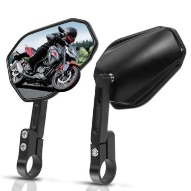 Imagem de Suporte para espelho de guidão de motocicleta, espelhos laterais retrovisores laterais CNC alumínio antirreflexo visão ampla compatível com scooter Dirt Bike Cruiser ATV com barra central