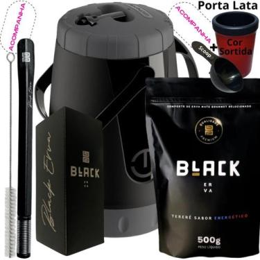 Imagem de Kit Completo Tereré Black Erva Mate Garrafa térmica Unitermi Copo Inox