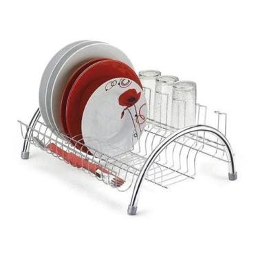 Imagem de Escorredor De Louça Arco Cromado Pequeno Madefer Inox, Cinza