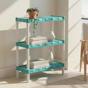 Imagem de Estante Plástica Agraplast Nápoles 3 Prateleiras Verde com Pezinhos  P