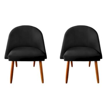 Imagem de Kit 2 Cadeiras Jantar com Pés Palito em Veludo Premium – Design Moderno e Confortável (Preto)