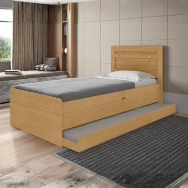 Imagem de Cama Larissa Solteiro com Cama Auxiliar + Baú Organizador MDF Resistente Naturalle