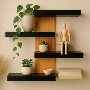 Imagem de Prateleira de Parede Estilo Industrial em Madeira Maciça 40x40cm | Instalação Sem Furos | Para Plantas, Livros e Decoração | Moderna | Minimalista | Funcional | Hall | Loft – by Ateliê TH Wood Art
